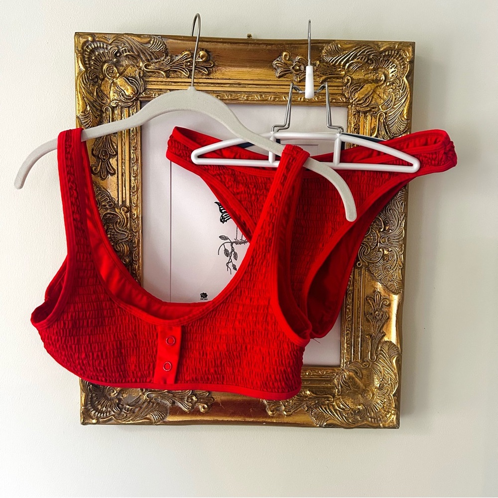 Kendall and Kylie Red Scrunchy Bikini Set